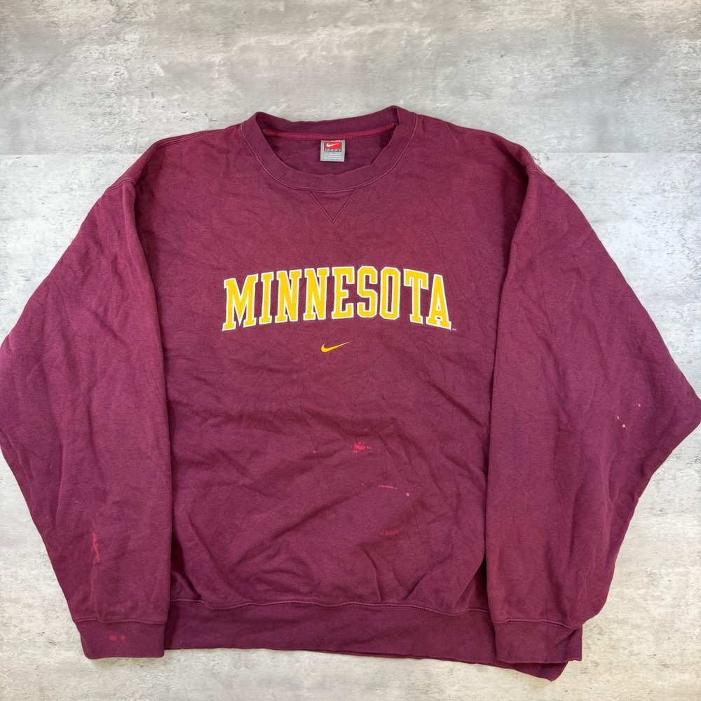 Nike Team Minnesota Golden Gophers Crewneck Sweatshirt Maroon XXL Vintage Style